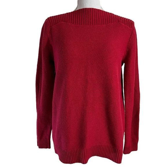 Croft & Barrow Sweaters - Croft & Barrow Red Boat Neck Sweater Size Large Long Sleeve Holiday Knit Top